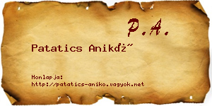 Patatics Anikó névjegykártya